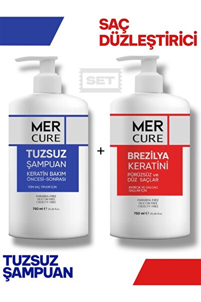 Mercure Brezilya Keratin Saç Düzleştirici Set Tuzsuz Şampuan