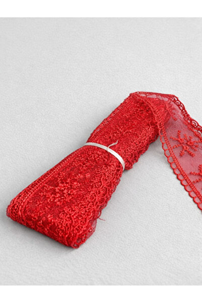 Ak Tuhafiye Червона мереживна стрічка з тюлю шириною 5 см – довжиною 8,5-9 м ...