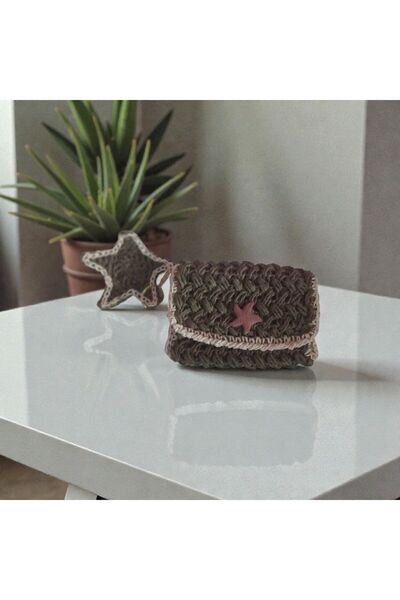 Creatif La Femme Kahverengi yıldız aksesuarlı kağıt ip cüzdan