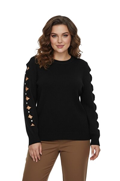 lavella Women's Sleeve Stone Patterned Bearded Knitwear Sweater Bgl-St05077