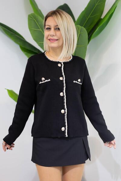 SİSTA MODA 741 Hair Braided Sweater with Buttons