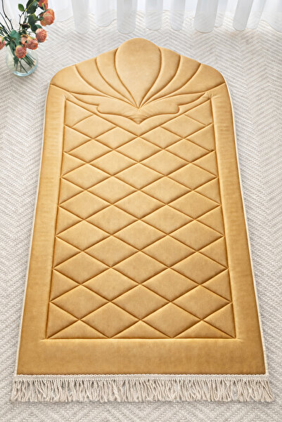 uhtico Gold İpek Kadife Kapitone Seccade, Ortopedik Diz Ağrıtmayan Süngerli, ...