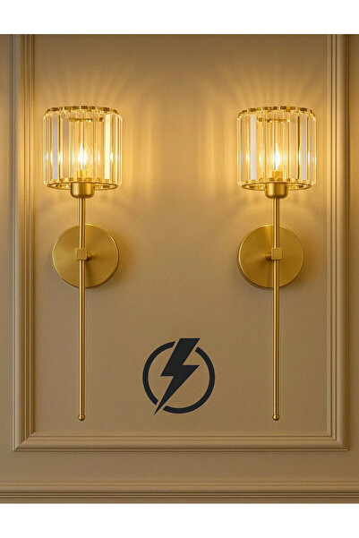 burenze Modern Tasarım Kristal Taşlı Aplik Kablolu Elektrikle Çalışır Eskitme...