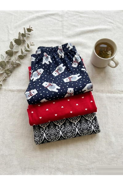 Modaley Giyim Σετ 3 τεμαχίων γυναικεία σουέτ πιτζάμα με κόκκινη καρδιά και έθ...