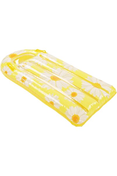 Eujgoov عوامة حمام سباحة قابلة للنفخ بمقبض للأطفال، سرير عائم أصفر بنقشة عباد...