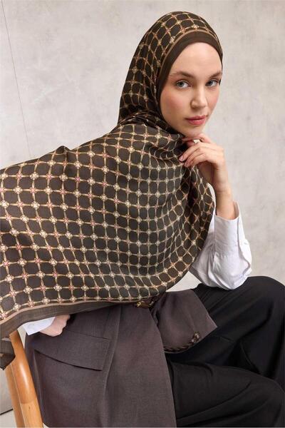 Silk Home Floş Βιολογικό Σάλι Βισκόζης Μοτίβο Σχοινί Σκούρο Καφέ 195x75