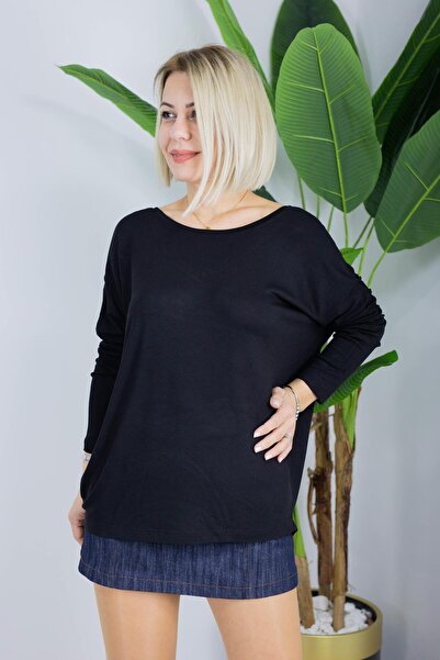 SİSTA MODA 7540 Back Detail, Boat Neck Long Sleeve Blouse