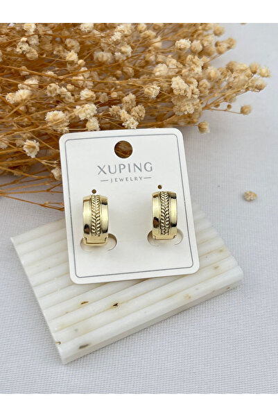 XUPING JEWELRY POKAK Xuping 14K Altın Kaplama Balık Sırtı Vip Mini Halka Küpe...