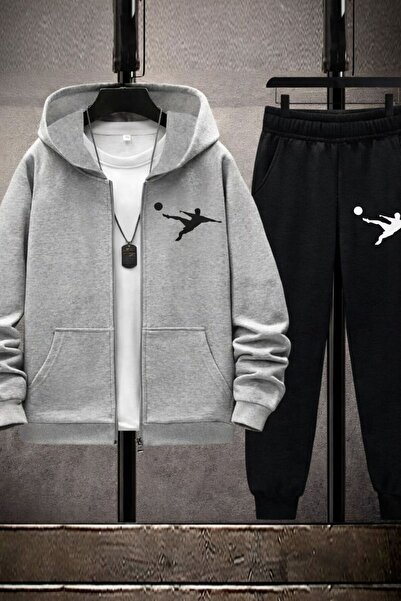 HerTarzınTrendi Unisex Hooded Sports Tracksuit Set Printed Football Golf Bask...