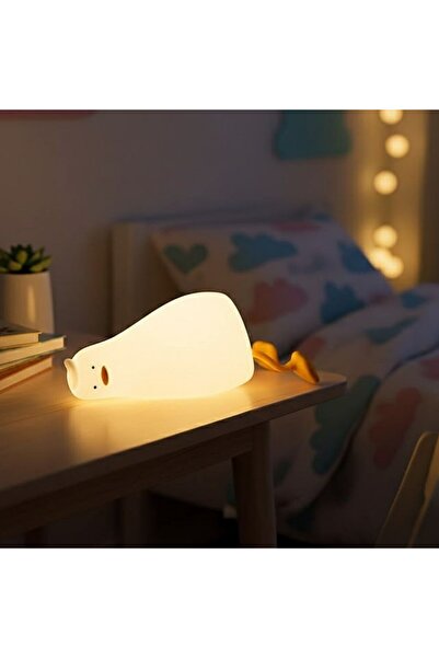 BONOVE Ördek Figürlü Pofuduk LED Gece Lambası 5 Renk Modlu Şarjlı Çocuk Odası...