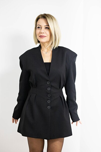 SİSTA MODA 2075 Hakim Yaka, Bel D Draped Blazer Suit with Skirt