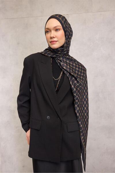 Silk Home Φλούος βισκόζης οργανικό σάλι σε μπλε ναυτικό χρώμα με σχέδιο σχοιν...