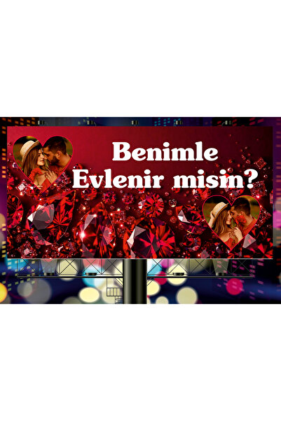 Gmt Ambalaj Evlilik Teklifi Pankart, Benimle Evlenir Misin Branda Afiş 150x75 cm