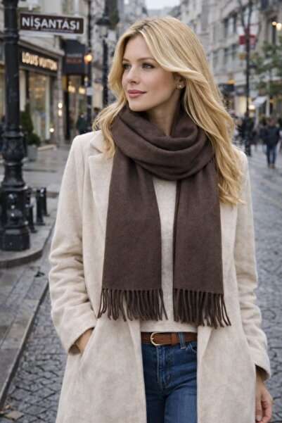 stravis Tasseled Brown Pashmina Shawl
