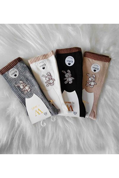 A&D HANDMADE By Javalli̇ Seamless Cotton Women's Socks (Pack of 4)