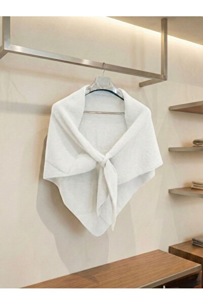 stravis Ecru triangle knit shoulder wrap with inner tie