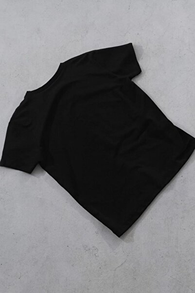 MODA Slim Fit Dar Kesim %100 Pamuk Yumuşak Dokulu Siyah Bisiklet Yaka Tişört
