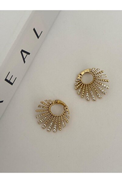 marsel aksesuar Special Series Zircon Stone Sun Model Xp Gold Earrings