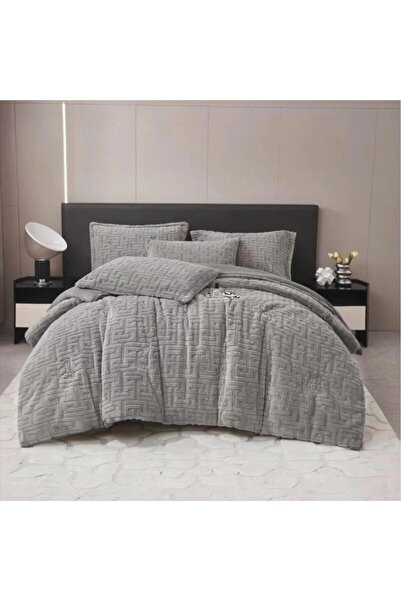 Moon Luxurious double winter bedding set made of soft velvet, 6 pieces, inclu...