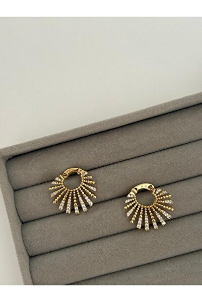 marsel aksesuar Special Series Zircon Stone Sun Model Xp Gold Earrings