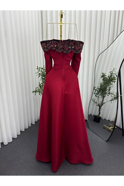 Boutique 219 فستان طويل تفته أحمر عنابي