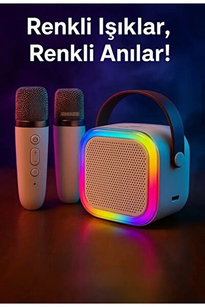DuRu LiNe 🎤 RGB Işıklı Tek Mikrofon Karaoke Bluetooth Hoparlör | Eğlence Seti