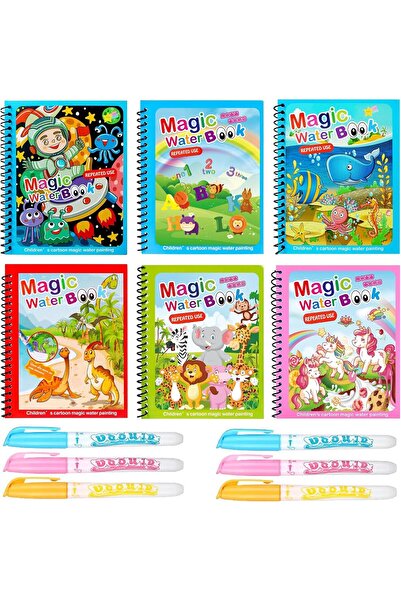 GNAFOTU Magic Water Coloring Book with 6 Pens