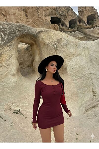 Desingadd Çıtçıt Detaylı Likralı Kaşkorse Elbise