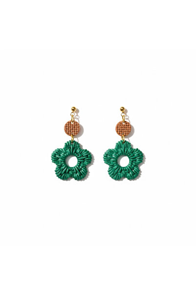 1PARÇAMAVİ Flower Pattern Pla Clip-On Women's Earrings That Do Not Require Holes