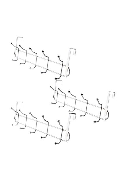 Generic 3 Piece Of Over Door 5 Hooks Coat Hanger – Heavy Duty Chrome Hook Rac...