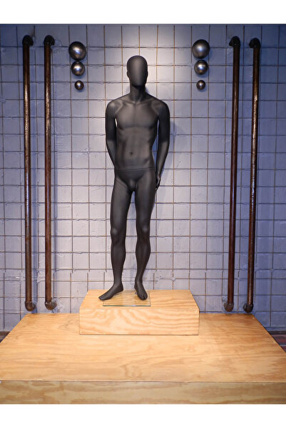 MD Vİtrin Dekorasyon Modern ve Kaslı Delüks Erkek Vitrin Mankeni Mat Siyah Renk