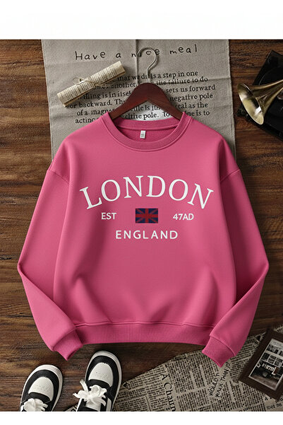 Mayer Butik Unisex Women/Men London Printed Crew Neck Oversized Sweatshirt