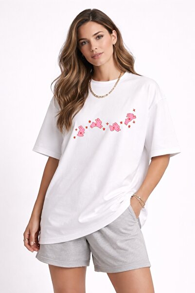 ArtYus Cute Rabbits Printed Unisex Colorful T-Shirt