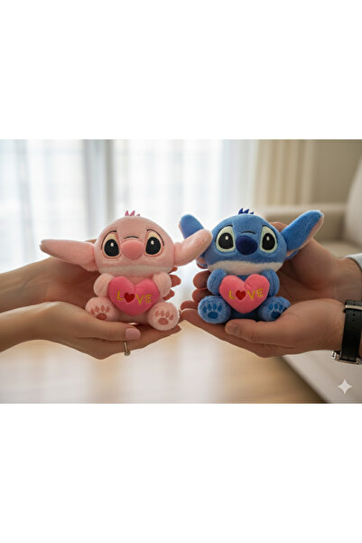 DKY سلسلة مفاتيح على شكل قلب من القطيفة مع حقيبة لعبة وحلية للأزواج (قطعتان)