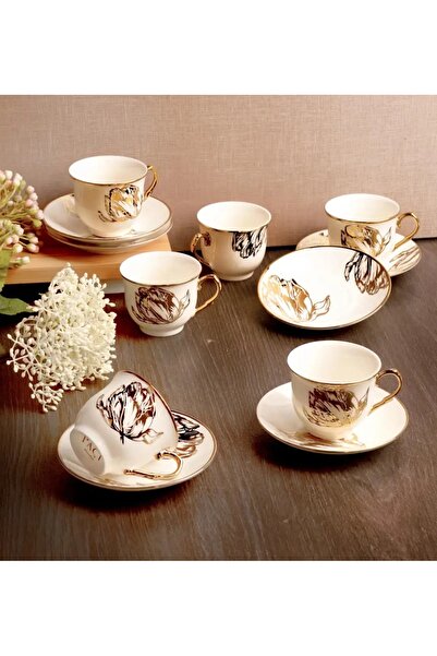 MATMEL طقم أكواب مذهبة من 4 قطع من باشي جلوري مكون من 6 قطع