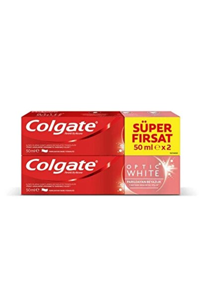 Colgate 5 قطع معجون أسنان أوبتيك وايت لتبييض الأسنان 2 × 50 مل