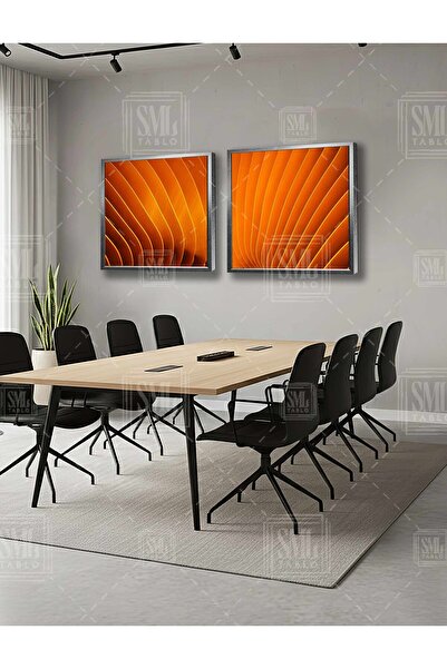 SML TABLO Orange Abstract Architectural Decor Metal Exterior Double Square Co...