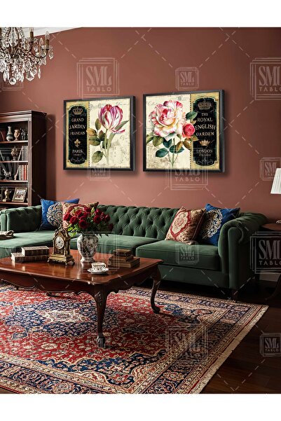 SML TABLO Pink Striped White Roses Variegated Rose Vintage Decor Double Squar...