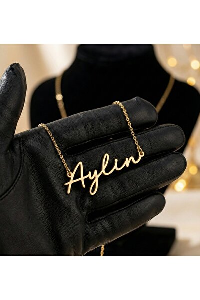 NİŞANTAŞI GÜMÜŞ 925 ayar Gümüş Aylin İsimli Altın Kaplama Kolye