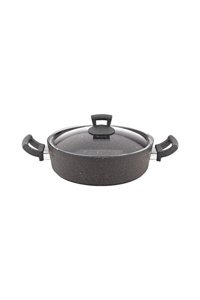 Hascevher 4 قطع أواني طهي من الجرانيت الأسود من الجرمانيوم كارنيياريك مقاس 28 سم