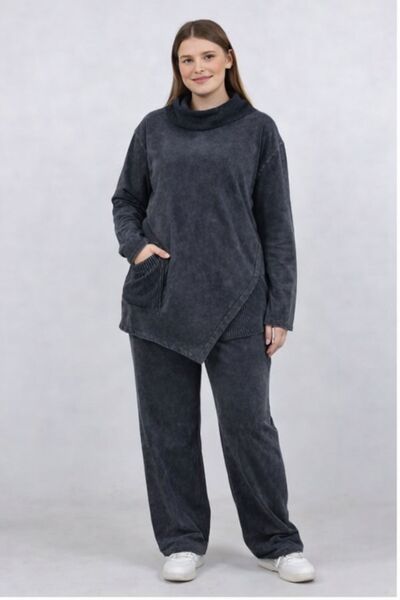 swansea Cotton Washed 2 Thread Combed Cotton Degaje Collar Plus Size Suit