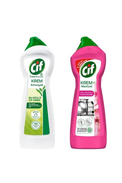 Cif 2 ADET Krem Mucizesi Yüzey Temizleyici Amonyak + Sakura 2x750 ml