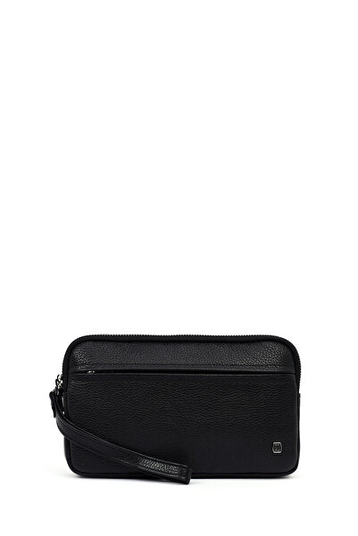 Derimod Men's Black Leather Handbag 25Sbd3534Ft