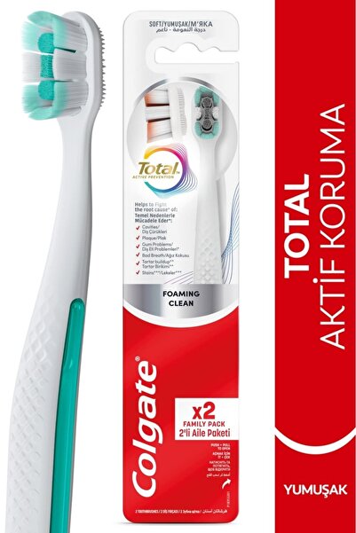 Colgate 2 ADET Total Foaming Clean 1+1 Yumuşak Diş Fırçası