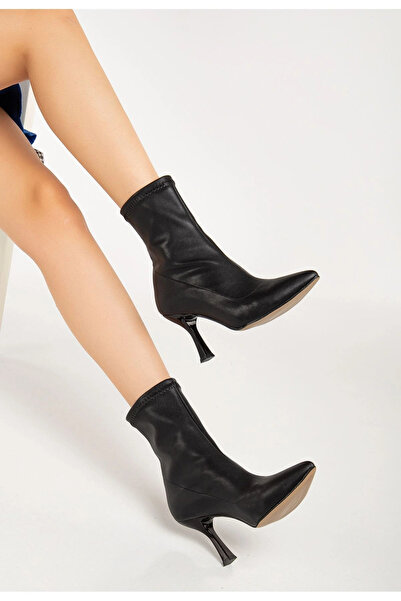 Budi Bupel Vrt-023 Black High Thin Heeled Stretch Women's Boots