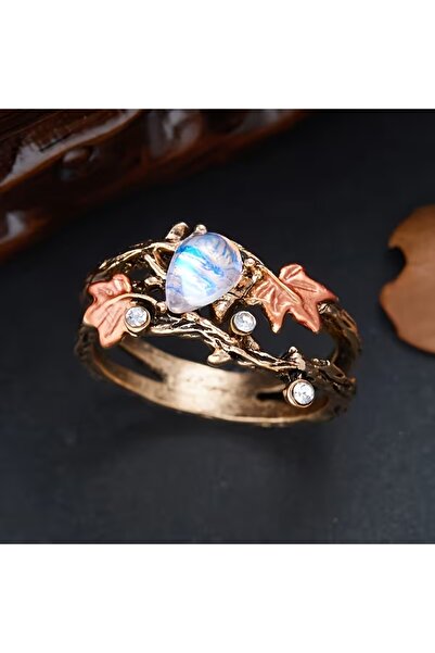 Innovate Store إكسسوار خاتم حجر القمر القابل للتعديل على الطراز البوهيمي العتيق