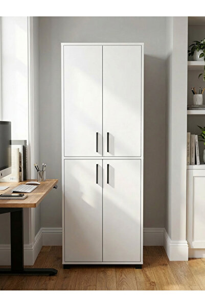 Macco Mobilya 4 Kapaklı Ofis Çok Amaçlı Dolap – Geniş İç Hacimli Depolama Dol...