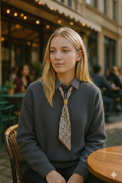 FİFTY ONE Women's Scarf Detailed Knitwear Sweater