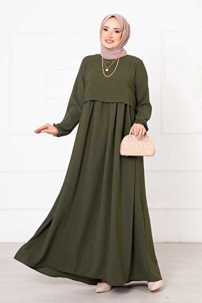 EBRUTESETTÜR Bolero Look Hijab Dress Khaki