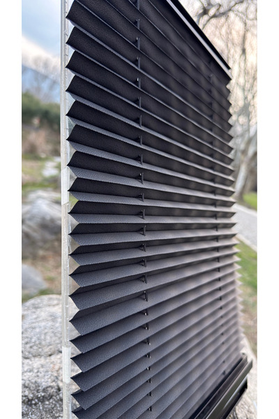 PerdoRa Home Siyah Katlanabilir Cam Balkon PVC Plise Perde - ev, ofis perdesi...